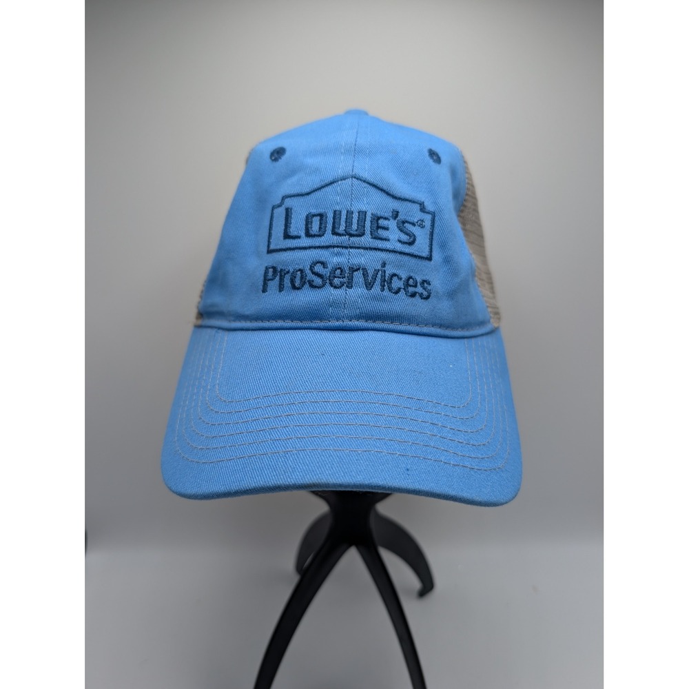 Lowes ProServices Trucker Hat Blue Gray Mesh Back Adjustable Logo Cap Mens